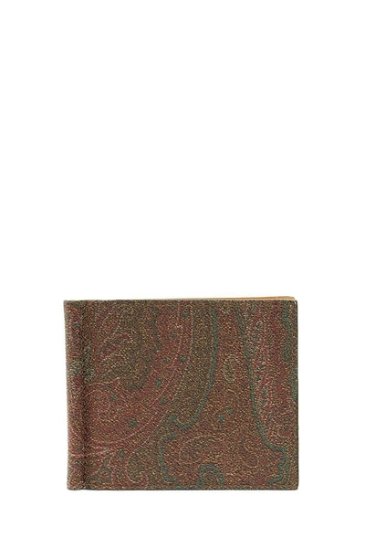 Etro Paisley Wallet In Brown