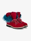 Mr & Mrs Italy Fur-trimmed Suede Ankle Boots In Red