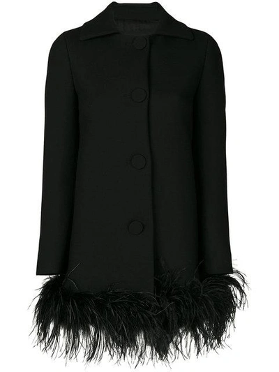 Boutique Moschino Ostrich Trimmed Coat In Black