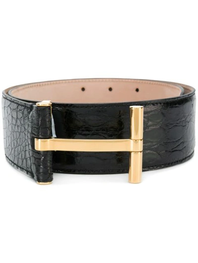 Tom Ford T Buckle Belt In Black