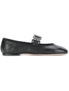 Red Valentino Red(v) Flower Studded Strap Ballerinas In Black