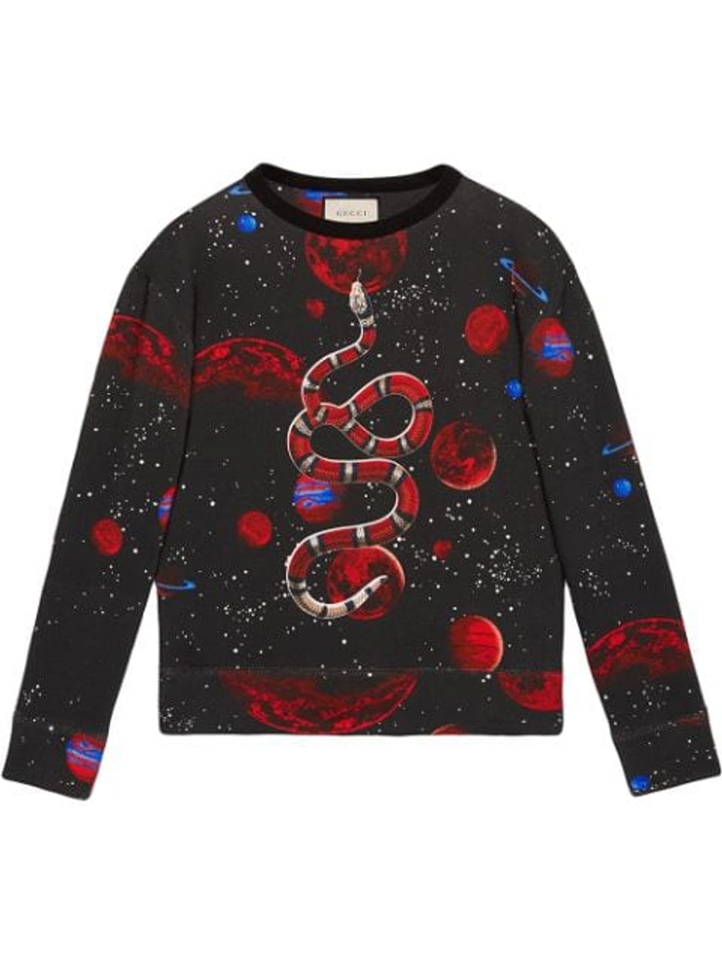 Gucci Space Snake-print Cotton-jersey Sweatshirt In Black ModeSens