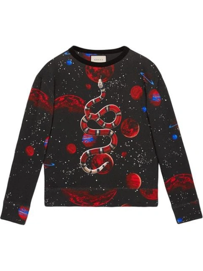 Gucci Space Snake print Cotton jersey Sweatshirt In Black ModeSens