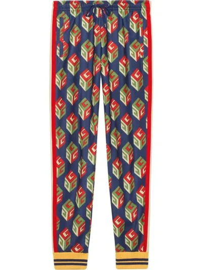 Gucci Gg Wallpaper Technical Jersey Pant In Blue