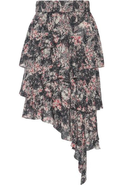 Isabel Marant Étoile Jeezon Asymmetric Tiered Printed Georgette Skirt In Beige