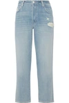 J Brand Ivy Cropped Distressed High-rise Straight-leg Jeans In Mid Denim