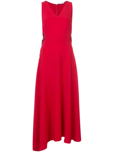Tome Lace-up Crepe Midi Dress In Red