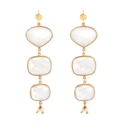 Gas Bijoux Silene Mother-of-pearl Drop Earrings In Blanc