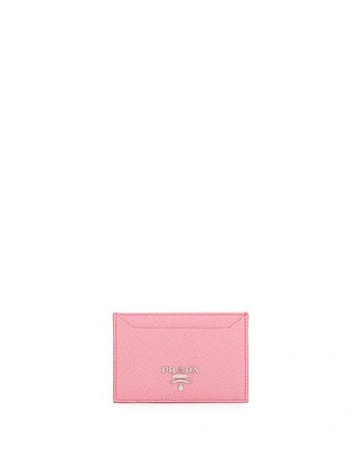 Prada Saffiano Metal Oro Card Case, Pink (begonia)