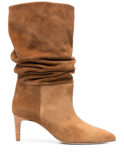 Paris Texas High Heels Ankle Boots In Leather Color Suede In Camel