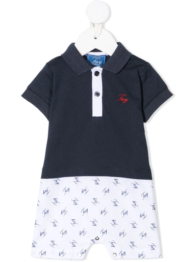 Fay Multicolor Romper For Babyboy With Logos In Blu