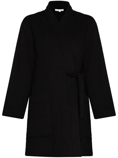 Skin Stormie Quilted Cotton-jersey Dressing Gown In Black