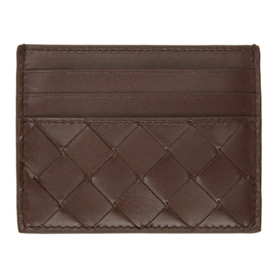 Bottega Veneta Brown Intrecciato Card Holder In Brownie