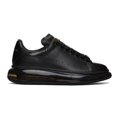 Alexander Mcqueen Ssense Exclusive Black Iridescent Clear Sole Oversized Sneakers In 1118 Black/irridesce
