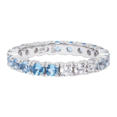 Hatton Labs Ssense Exclusive Silver & Blue Topaz Eternity Ring In Grad Blue