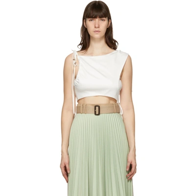 Andersson Bell White Drape String Sofie Tank Top In Ivory