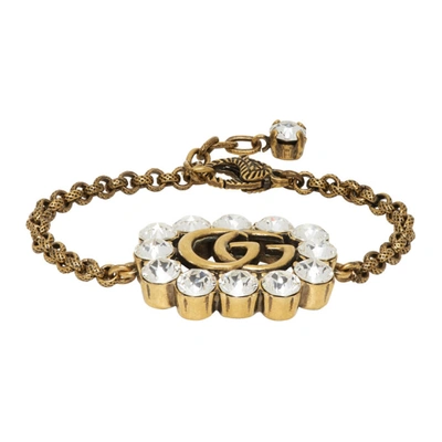 Gucci Gold Crystal Gg Marmont Bracelet