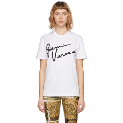 Versace White Gv Signature T-shirt In A2048 White