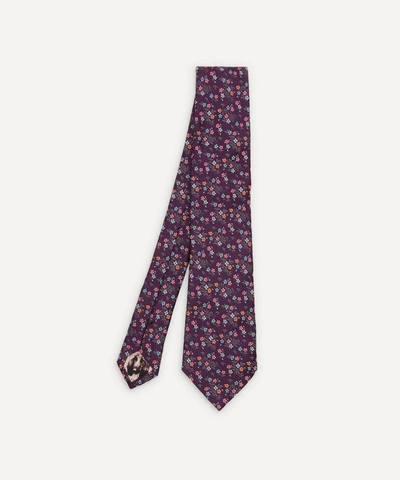 Paul Smith Woven Silk Floral Tie In Purple