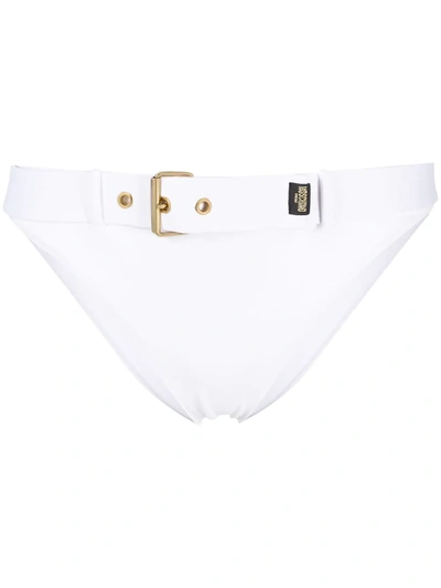 Moschino Belted Bikini Bottoms In White