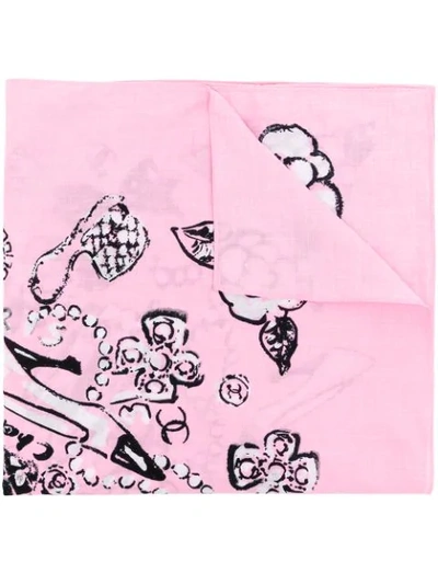 Pre-owned Chanel Cc Motifs Scarf In Pink