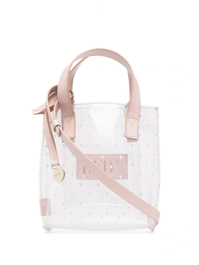 Red Valentino Redvalentino Point D'esprit Small Tote Bag In Trasparent Nude