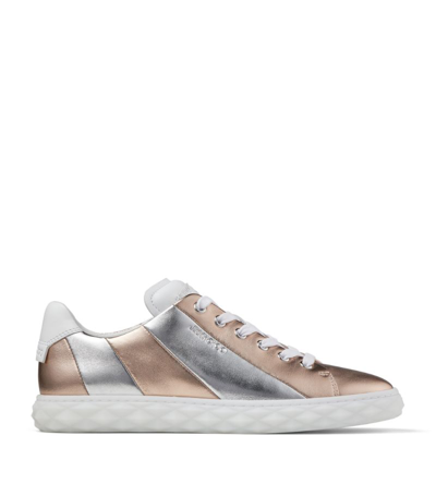 Jimmy Choo Diamond Light Low-top Sneakers In V Silver Rose Gold White