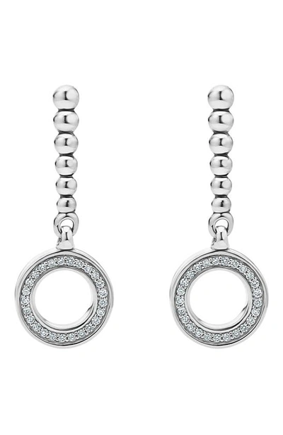Lagos Sterling Silver Caviar Spark Diamond Circle Drop Earrings