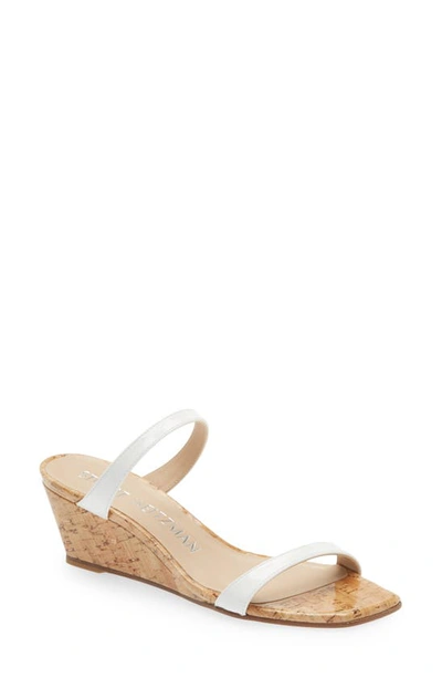 Stuart Weitzman Women's Aleena Square Toe Wedge Slide Sandals In White