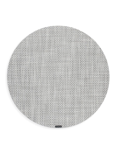 Chilewich Basketweave Round Placemat In White/silver