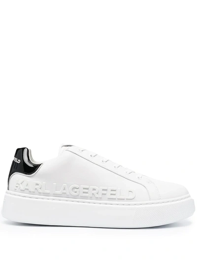 Karl Lagerfeld Maxi Kup Logo-debossed Sneakers In White