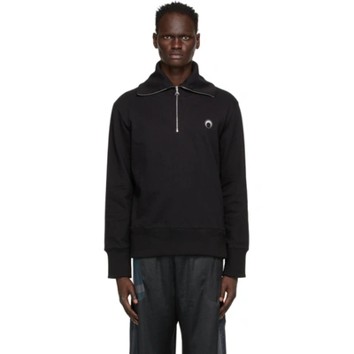 Marine Serre Black Eco-futurist Printed Half-zip Jumper