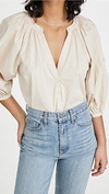 Staud New Dill Stretch Cotton Button-up Blouse In Biscotti