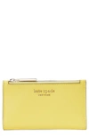 Kate Spade Small Spencer Slim Leather Bifold Wallet In Yellow Sesame