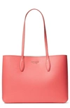 Kate Spade All Day Large Leather Tote In Peach Melba