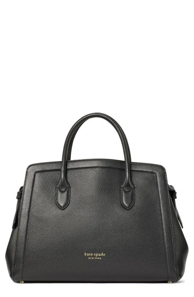 Kate Spade Knott Large Leather Satchel Bag In Black