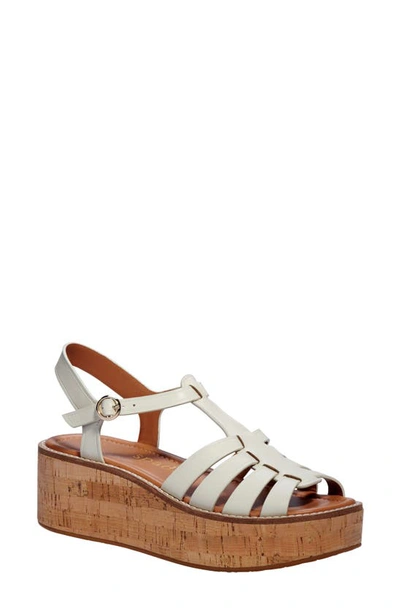Kate Spade Mabel Ankle-strap Cork Sandals In Parchment Leather