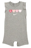 Nike Babies' Graphic Ruffle Romper In Carbon Heather