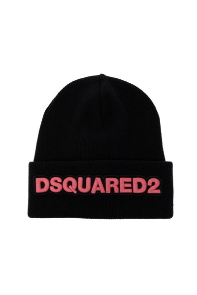 Dsquared2 Logo-embroidered Beanie In Black