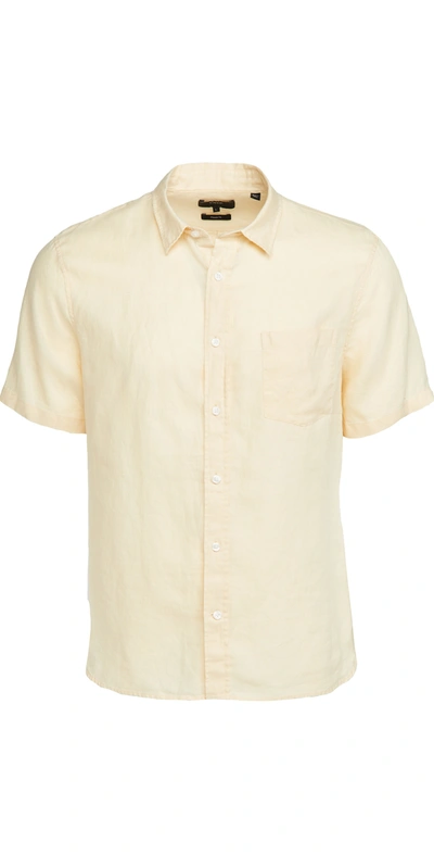 Vince Regular Fit Short Sleeve Linen Sport Shirt In Quartz