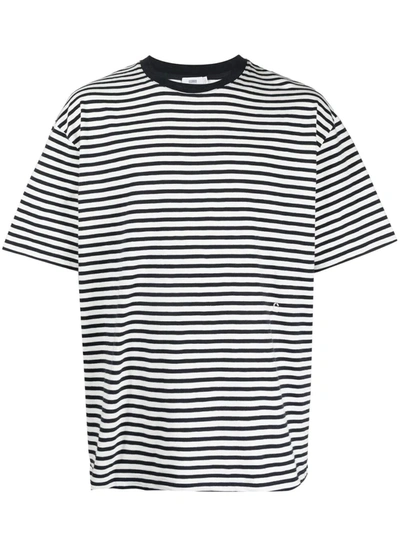 Closed Stripe Ringer Neck T-shirt In Black Stripes