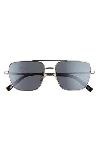Le Specs Hercules 56mm Aviator Sunglasses In Silver/ Black/ Smoke