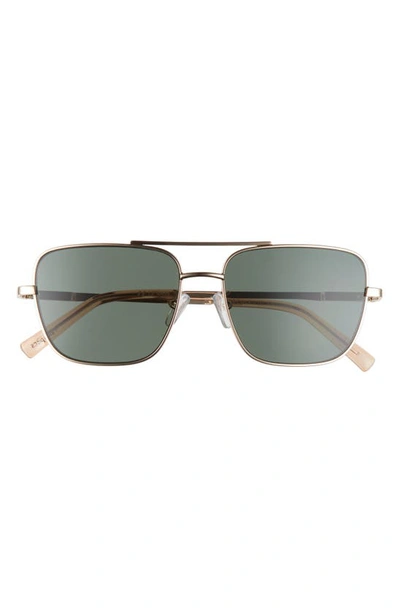 Le Specs Hercules 56mm Aviator Sunglasses In Gold/ Stone/ Green