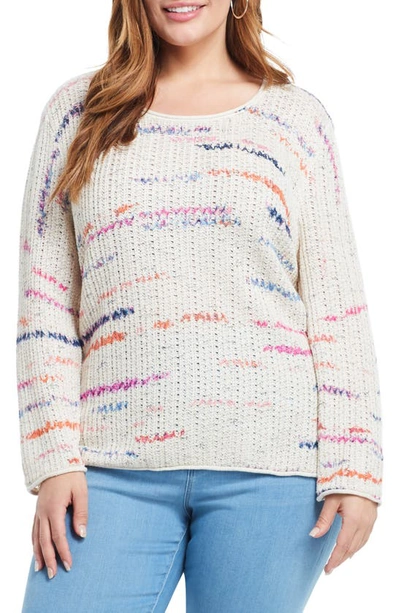Nic + Zoe Plus Size Sunset Stripe Sweater In Neutral Multi