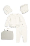 Barefoot Dreamsr Kids' Barefoot Dreams Cozychic® Lite Heirloom Cardigan, Pants, Socks, Beanie & Suitcase Set In Pearl
