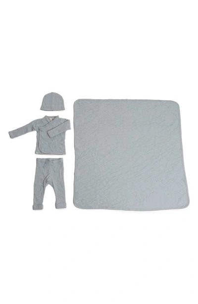 Barefoot Dreamsr Babies' Cardigan, Pants, Beanie & Blanket Set In Blue Sky