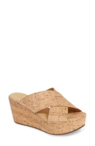 Chocolat Blu Wayland Platform Wedge Slide Sandal In Cork