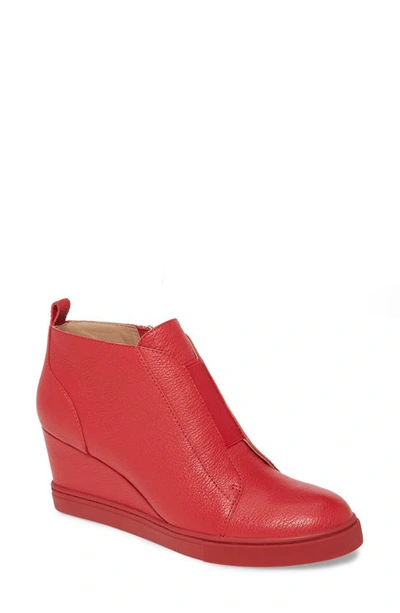 Linea Paolo Felicia Wedge Sneaker In Red Leather