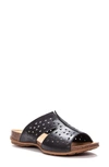 Propét Fionna Womens Leather Perforated Footbed Sandals In Black