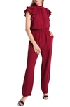 1.state Flutter Sleeve Jumpsuit In Deep Rouge
